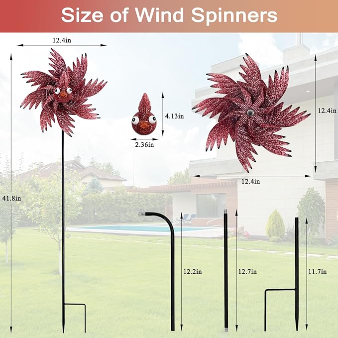 Wind Spinner Outdoor Metal Bird Decor Wind Spinner for Yard Lawn & Garden Decoration, 42 Inch