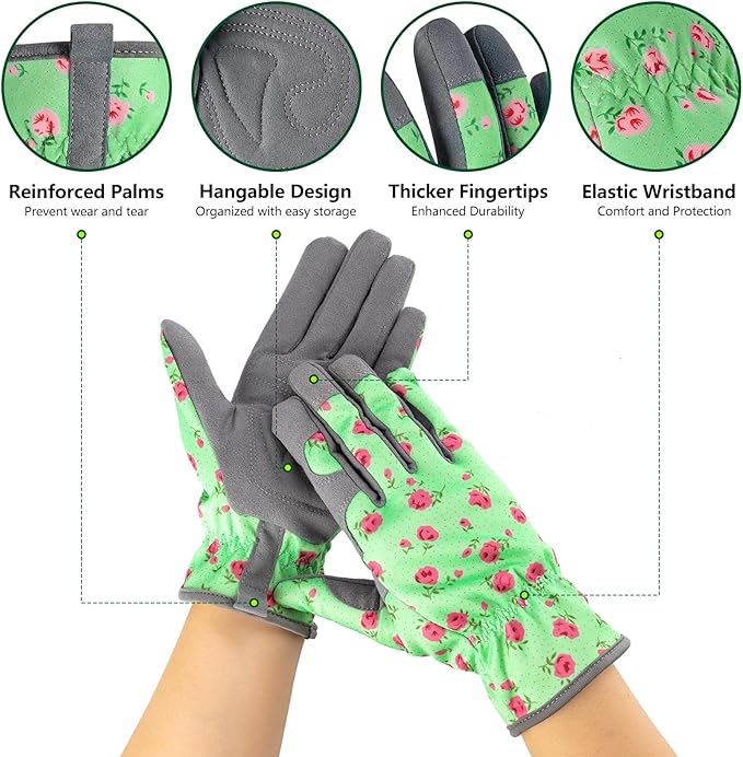 Gardening Gloves for Women,Breathable Leather Work Gloves Thorn Proof Garden Gloves for Yard Garden (Gray)