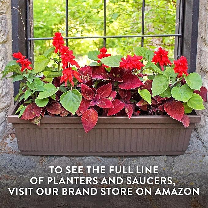The HC Companies 18 Inch Venetian Window Planter Box with Drainage Plug, Lightweight UV-Resistant Plastic Outdoor Planters, 2-Pack Flower Box for Garden & Home Decor, White