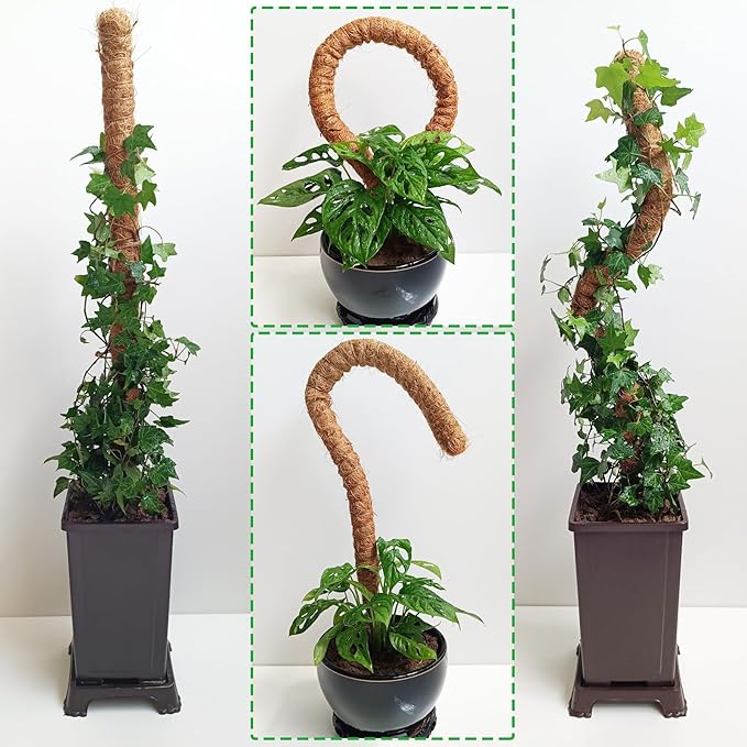 Soupiar 2 Pack 25" Moss Pole, Bendable Moss Pole for Plants Monstera, Moss Poles for Climbing Plants Indoor, Handmade Coco Coir Plant Pole Sticks Support Stakes for Potted Plants