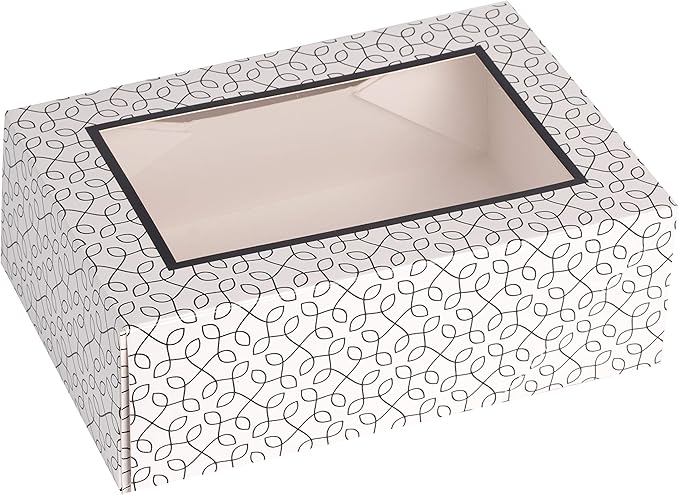 Hammont Window Box with Six Sections - 6 Pack - 7”x5”x2.5” - Black Colored Versatile Bakery Boxes Perfect for Sharing Snacks and Cookies | 6 Insert Sections Gift Boxes
