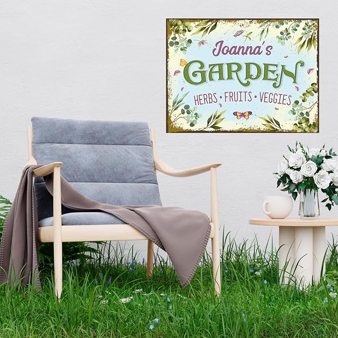 Custom Garden Sign, Christmas Present, Personalized Name for Vegetable Patch and Backyard Décor Sign, 18x24 Inches, Rust Free .063 Aluminum, Fade Resistant, Made in USA by Sigo Signs
