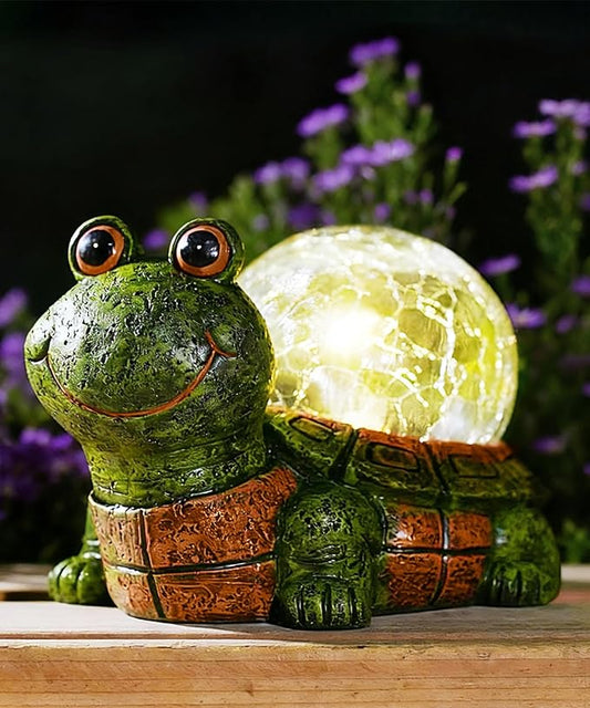 Nacome Solar Turtle Garden Statue Lights: Outdoor Figurine with Glass Ball Lighting Decorations Lawn Ornaments Porch Patio Balcony Yard - Birthday Gifts for Mom Grandma Women(Green)