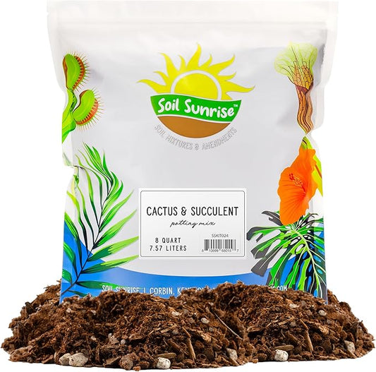 Soil Sunrise Cactus and Succulent Potting Mix (8 Quarts) Special Blend-Fast Draining and Desert-Style Gritty