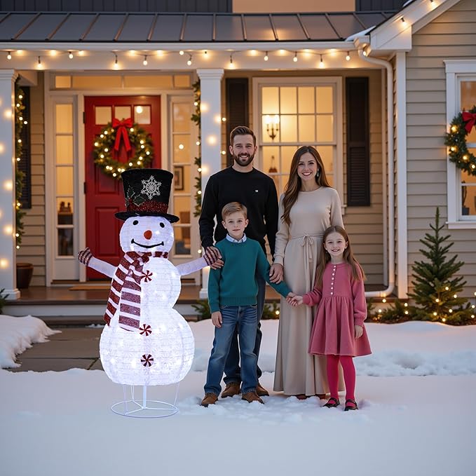 3.5FT Snowman Outdoor Christmas Decorations,Collapsible Outdoo Snowman Decor, Perfect for Christmas,Light Up Xmas Holiday Indoor/Outdoor Lawn Yard Garden Party Decoration-42inch (White, 3.5ft)