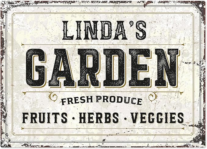Custom Garden Fresh Produce Sign, Personalized Rustic Name for Backyard, Farm and Christmas Décor Sign, 10x14 Inches, Rust Free .040 Aluminum, Fade Resistant, Made in USA by Sigo Signs