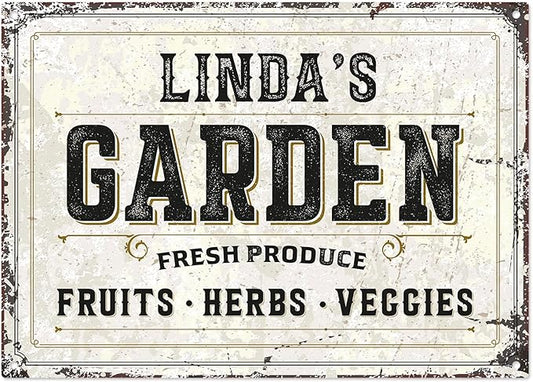 Custom Garden Fresh Produce Sign, Personalized Rustic Name for Backyard, Farm and Christmas Décor Sign, 10x14 Inches, Rust Free .040 Aluminum, Fade Resistant, Made in USA by Sigo Signs