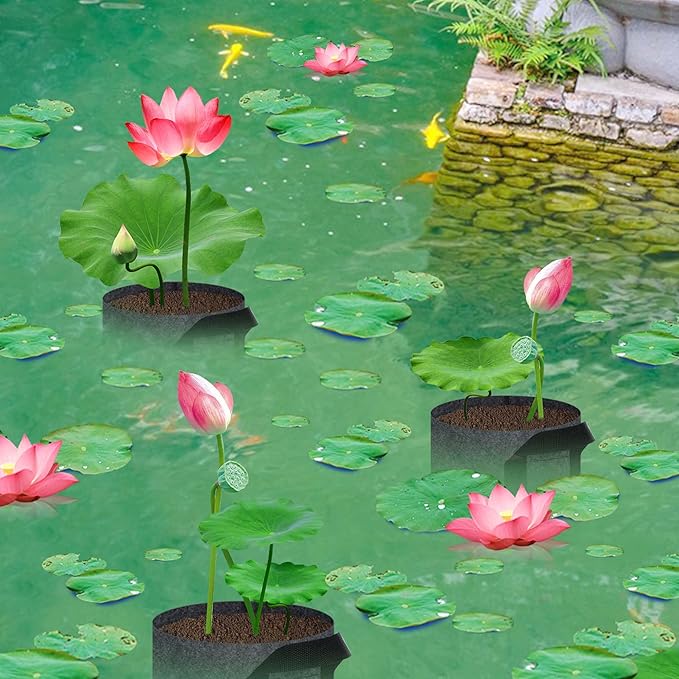 DECOHS 12 Pack Aquatic Plant Pots for Pond, Reusable Fabric Aquatic Plant Pots, Breathable Pond Plant Basket Grow Bags with Handles for Aquatic Plants, Bog Plant, Water Lily, Lotus, Flower (3 Gallon)