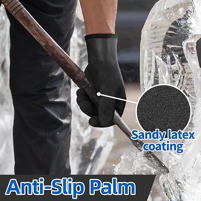 Schwer Waterproof Winter Work Gloves, ANSI A2 Cut Resistant Freezer Gloves for Outdoor Cold Weather Keep Hands Warm, Thermal Insulated Gloves for Shoveling Snow, Ice Fishing, Super Grip, XL