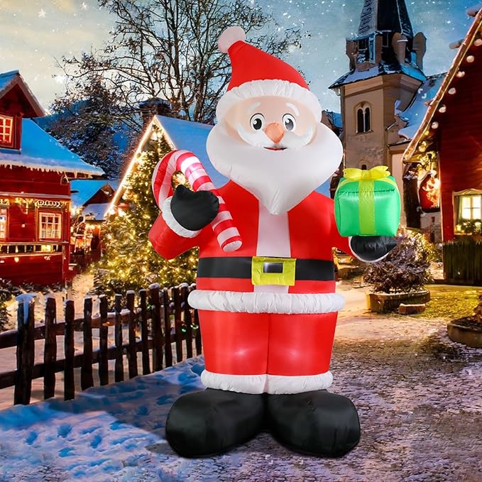 WONDER GARDEN 9.84 FT Christmas Inflatable Outdoor Decorations Christmas Santa Claus Blow Up Yard Decorations with LED Lights for Xmas Holiday Party Garden Patio Lawn Decor
