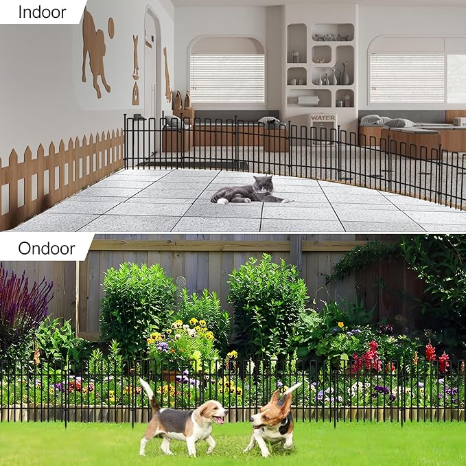 26 Panels No Dig Animal Barrier Fence, 13in(H) x 37ft(L) Garden Edging Border Fencing, Rustproof Metal Stakes Decorative Garden Fence, Dog Digging Defense Fencing Barrier for Outdoor, Yard, Patio