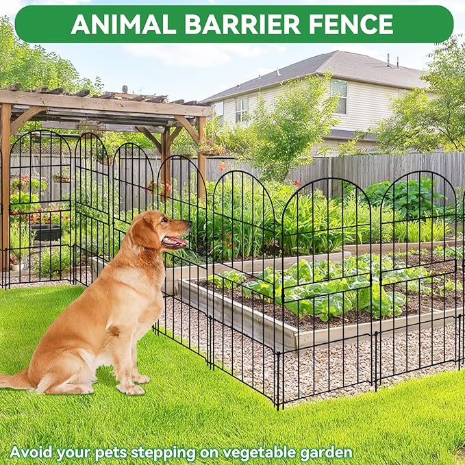 GOTGELIF 10 Pack 32in(H) X 10ft(L) Decorative Fence, Arched Fence - Easy to Disassemble & Install & No Dig Metal Garden Fence Border with 11 Metal Stake for Flower Bed, Landscape, Yard, Patio
