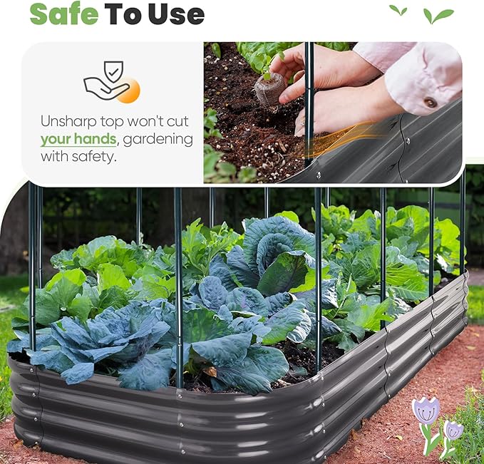 KING BIRD Raised Garden Bed with Cover Galvanized Oval Planter Garden Box Outdoor for Gardening, Vegetables, Flowers 94.5x47.2x11.8 in, Clear