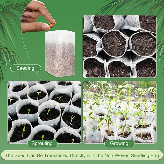 1000 Pcs Nursery Seed Non Woven Plants Nursery Bags 5.9 x 6.3 Inch Fabric Seedling Pots Grow Bags Plants Pouch for Vegetables Flower for Home Garden Greenhouse Supplies