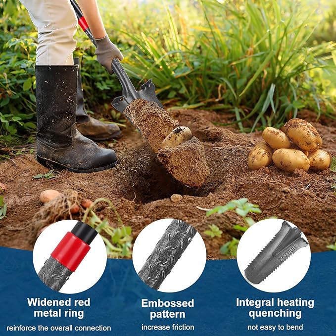 Drain Spade Shovel - Trenching, Transplanting, Narrow, Serrated for Digging, 44 Inches