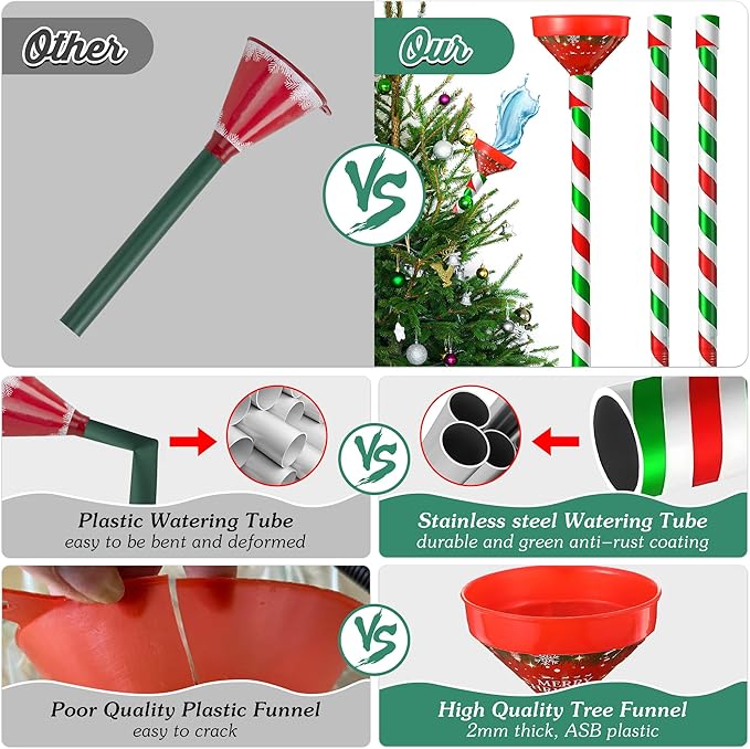 Dreyoo 1 Pack Christmas Tree Watering Funnel, 44 Inch Christmas Tree Watering System Device Xmas Metal Tube Spout for Indoor Christmas Tree and Outdoor Trees