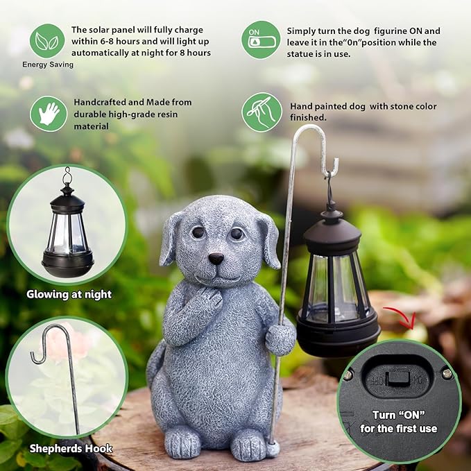 Qeeman Garden Decor Statues: Mothers Day Birthday for Mom Grandma Women Sister Wife Lady Lover - Front Patio Balcony Yard Art Lawn Ornaments Porch Outdoor Outside Decorations (Dog)