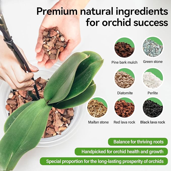 Orchid Bark Potting Mix with Pine Bark and Perlite, Fast Draining Orchid Soil for Healthy Roots, Ideal for Repotting Orchid and Orchid Bark for Indoor Plants (1 Quart)