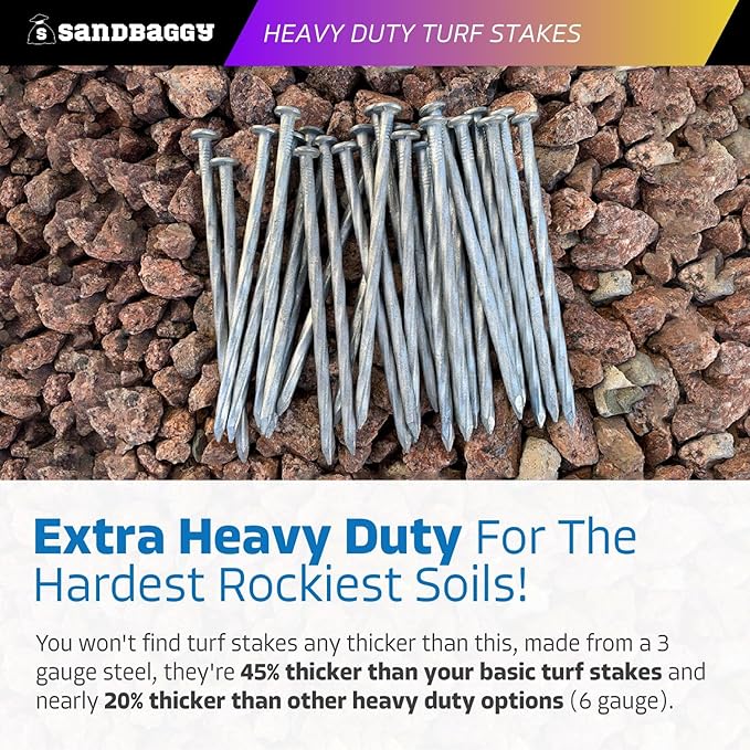 Sandbaggy 6" Heavy Duty Galvanized Artificial Turf Stakes - Spiral Landscape Nails - Ground Spikes/Pins for Synthetic Grass, Lawn, Edging, Weed Barrier Fabric, Garden (6 inch - Heavy Duty, 100, Count)