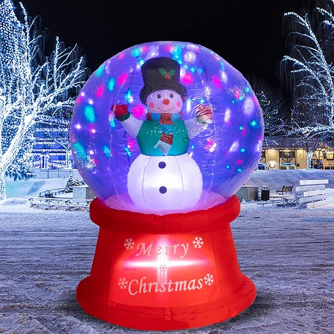 5 FT Tall Christmas Inflatables Outdoor - Snowman in Snow Globe with Rotating LED Lights, Christmas Blow Up Yard Decoration Holiday, Party, Xmas, Yard, Garden Decor