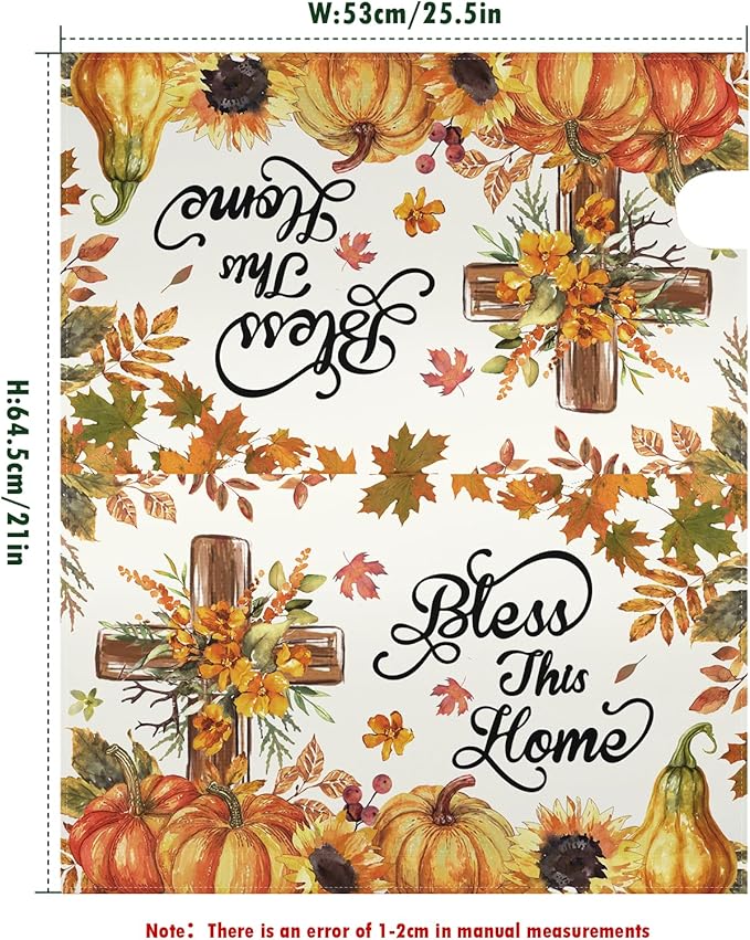 Bless This Home Large Mailbox Covers Magnetic Oversized Thanksgiving Pumpkin Mailbox Cover 25.5x21 inch Fall Mail Box Wrap for Outside Garden