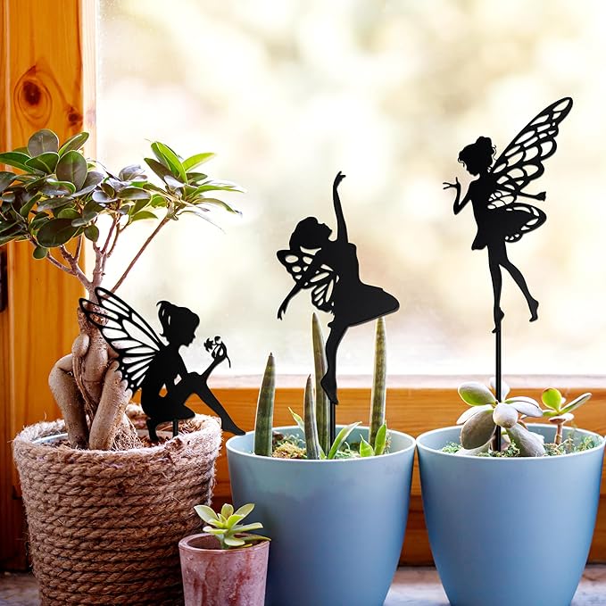 Garden Fairy Metal Stake 3-Piece Gift Set - Outdoor Decorative Accents for Yard, Flower Bed, Lawn, and Patio Gardens