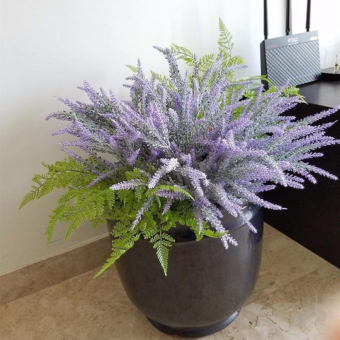 CATTREE Artificial Shrubs Bushes, Plastic Fern Leaves Persian Grass Fake Plants Wedding Indoor Outdoor Home Garden Verandah Kitchen Office Table Centerpieces Arrangements Christmas Decoration 2 pcs