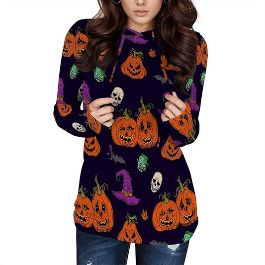 Halloween Womens Pullover Sweatshirts Trendy Drawstring Fall Sweatshirt Halloween Best Gift For Wife And Daughter