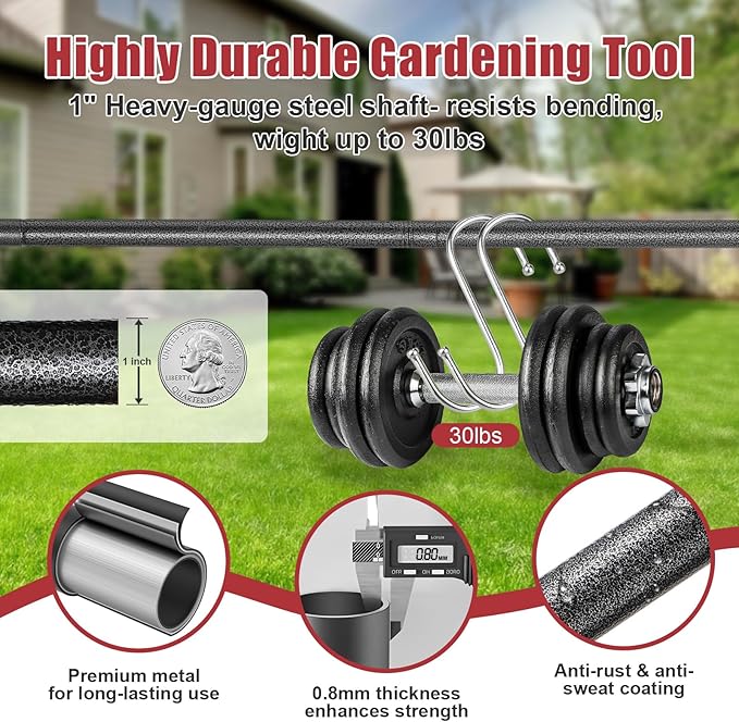 Garden Rake for Leaves: 55 Inch Adjustable Long Handle 18 Metal Tines with 8-17" Expandable Head Heavy Duty Metal Rake for Lawns Leaves Yard Grass Camping Debris