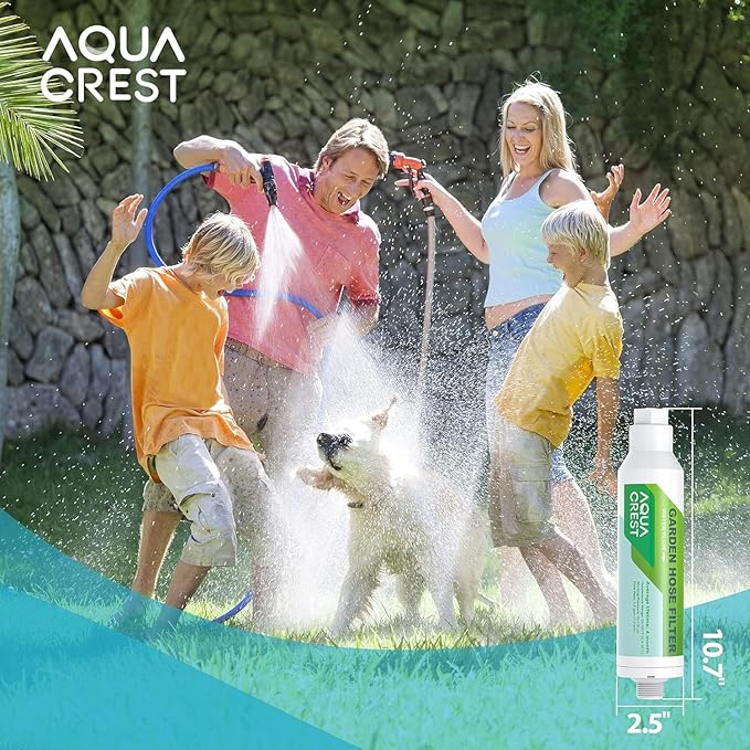 AQUA CREST Garden Hose Water Filter for Plants, Greatly Reduces Chlorine, Odor, Improve Plants Health, Ideal for Organic Gardening, Farming and Pets, Pack of 4