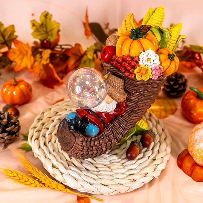 Fall Gnomes Indoor Thanksgiving Gnomes Decorations Tabletop Cornucopia for Fall Gnome Decorations for Home Themed Dream of Harvest Pumpkin Gnome Figurines Autumn Gifts Thanksgiving Home Decor Indoor