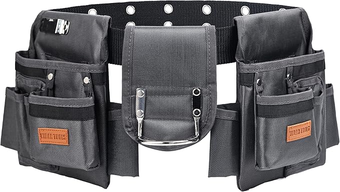 Tool Belt,12 Pockets Tool Belts for Men, Heavy Duty Carpenter/Construction/DIY'er/Electrician .Double layer thickened polyester fiber with waterproof coating.