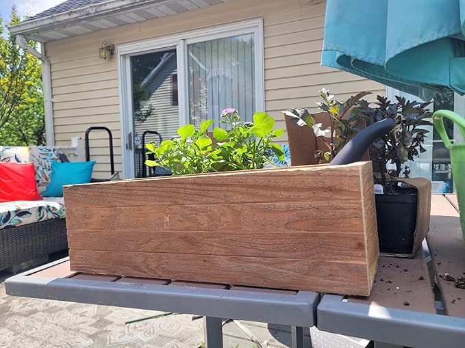 Handmade Cedar Wood Planter Box – Custom Small Indoor Outdoor Window Herb Box with Drainage Hole – Rustic Kitchen, Living Room, or Wedding Decor – Made in USA – Wood Flower or Plant Holder (18")