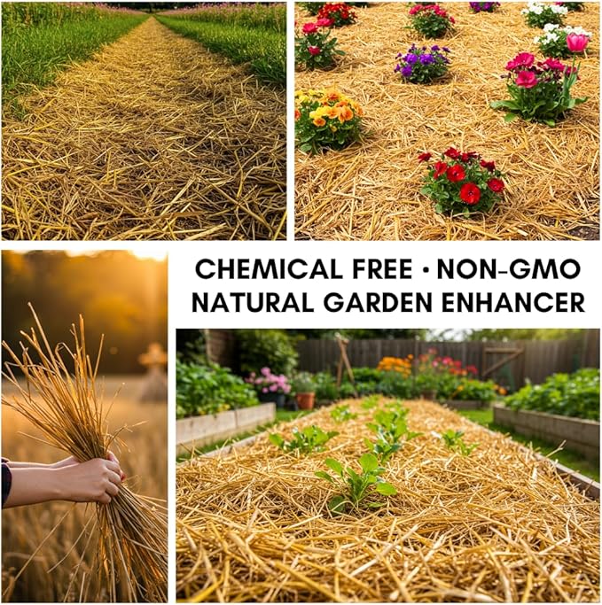 4 Pounds Natural Wheat Straw for Animal Bedding, Garden Mulch, Compost & Fertilizer, and Grass Cover