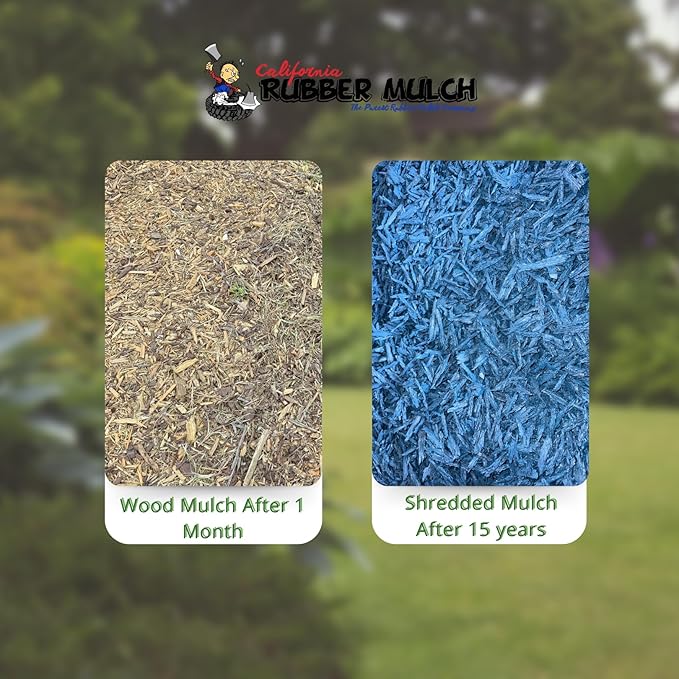100% Wire-Free Shredded Rubber Mulch – Blue – 10 lb (0.6 cu ft) – Long-Lasting, Low Maintenance, Safe for Kids & Pets – Ideal for Landscaping & Playgrounds