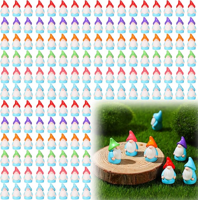 Mini Resin Gnomes Bulk Tiny Fairy Statues Small Gnomes Miniature Figurines for Landscape Outdoor Patio Yard Lawn Indoor Plant Pots Fairy Decor(120 Pcs,Mini Resin Dwarf)