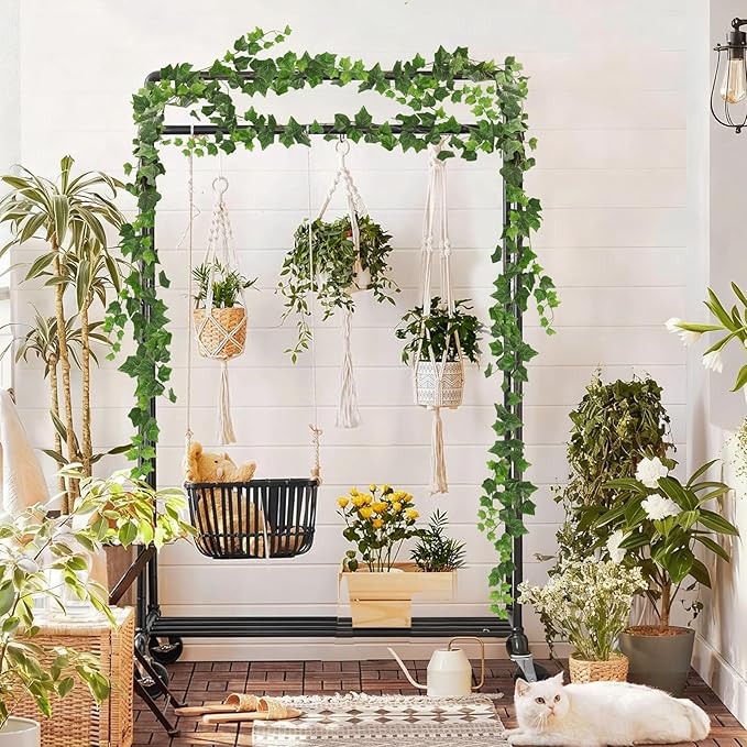 RECUTMS 2Pcs Fake Vines 74.8inch Artificial Ivy Garland Hanging Plants with Silk Leaves Greenery Decoration for Indoor Outdoor Wedding Home Kitchen Garden Office