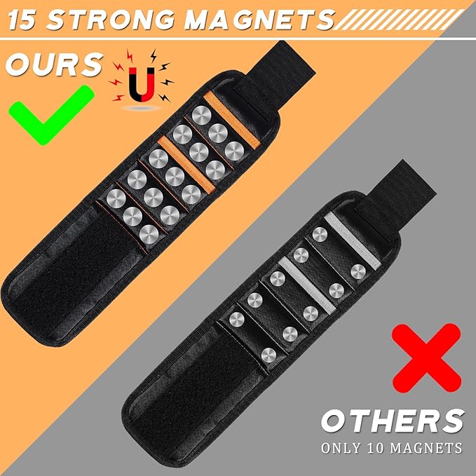 Kigeli 4 Pcs Christmas Men Magnetic Wristband Gifts for Holding Screws Men Adjustable Tools Holder Belt with 15 Magnets Tool Gift for Dad Husband Handyman Grandpa Birthday