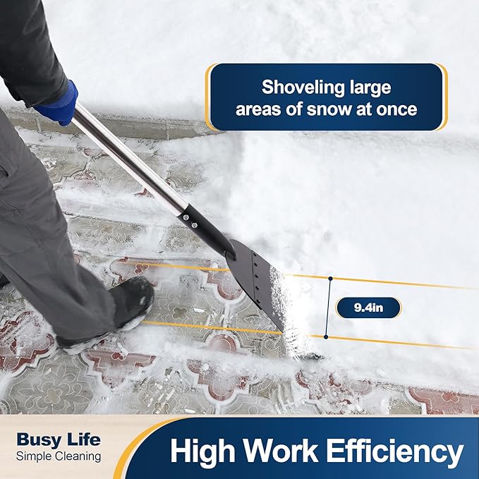 Yocada Snow Shovel ice Scraper Tool 66.3 inch Tall Long Handle Heavy Duty Snow Ice Remover Scraper Weed Removal Tool for Driveway Walkway Road Outdoor Garden Lawn