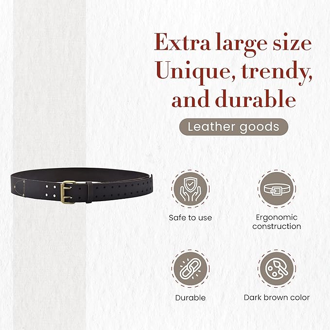 Style n Craft - 2" Wide Extra Long Full-Grain Oiled Leather Work Belt, Durable and Rugged Belt, Dark Brown (#74053)