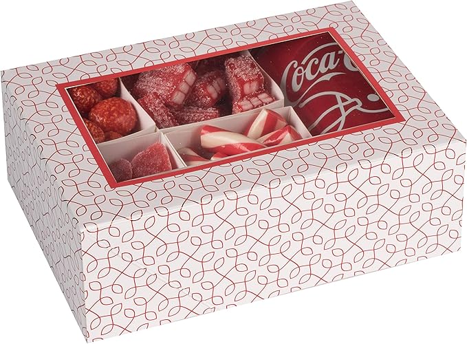 Hammont Window Box with Six Sections - 6 Pack - 7”x5”x2.5” - Red Colored Versatile Bakery Boxes Perfect for Sharing Snacks and Cookies | 6 Insert Sections Gift Boxes