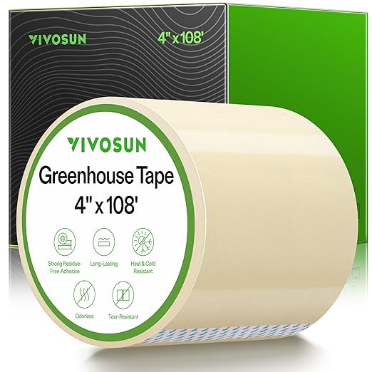 VIVOSUN Greenhouse Repair Tape, 6.3 mil 4" x108' Weatherproof Clear Poly Patch Tape, Heavy Duty Greenhouse Sheeting Coverings Film Tape for Plastic Sheeting and Tents