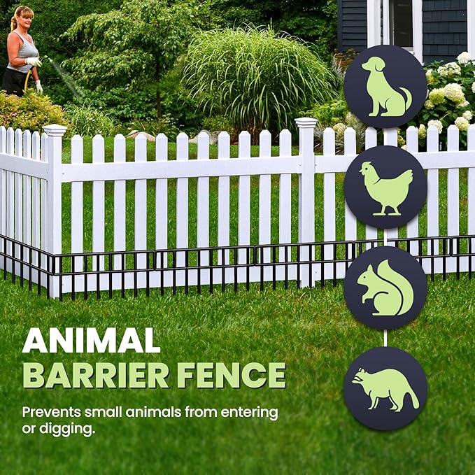 42.5FT No Dig Fence Panels - 30 Pack Garden Fence Animal Barrier Rustproof Metal Dog Fence Panels for Yard, Anti Digging Barrier Garden Edging Border Fencing for Outdoor, Yard, Rabbit