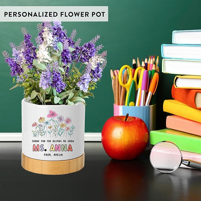 Custom Teacher Flower Pot with Drainage Personalized Thank You Gift by andaz Press