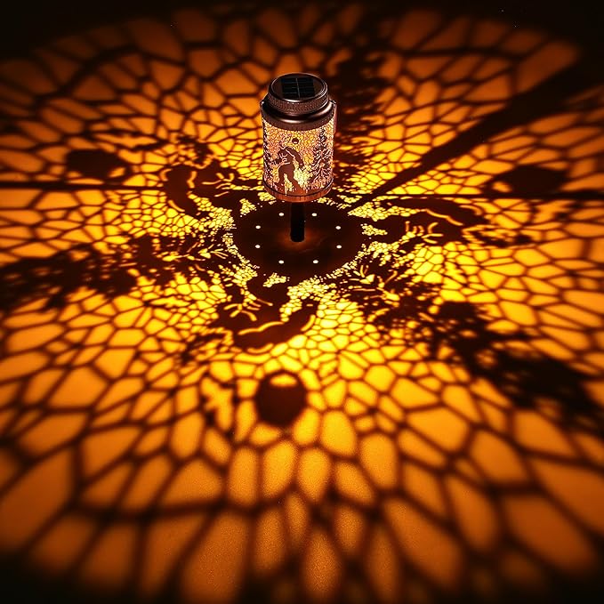 Cooo 4 Pack Solar Pathway Lights & Solar Lanterns Outdoor Waterproof Landscape Path Lights Christmas Lights Gifts for Women Mom Grandma for Garden Yard Patio Backyard Porch Decor- Rose Gold Wild Man