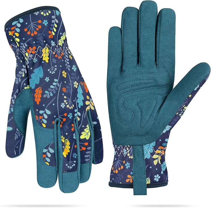Womens Gardening Weeding Working Gloves, Leather Garden Glove for Women Thorn Proof No Stab for Digging, Planting,Pruning