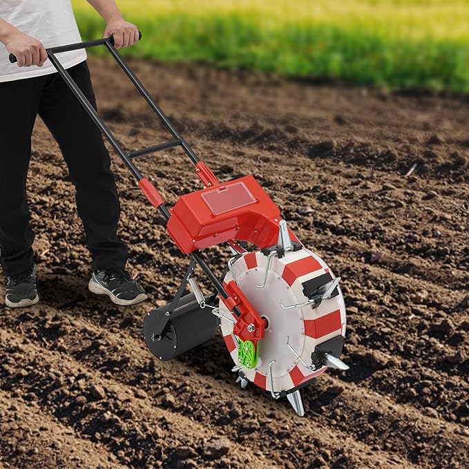 Manual Seeder，Hand-Push Garden Seeder Roller Seeding Row Planter Corn Planter Seeder for Soy Peanut Corn Cotton Soybean,6 Holes