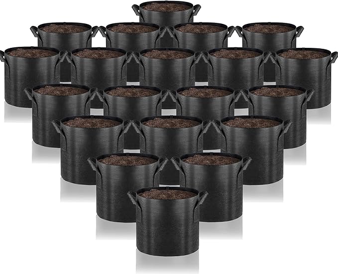 Gardenera Aeration Planters - 20-Pack 1 Gallon Fabric Grow Bags with Handles, Ideal for Seed Starting and Transplanting