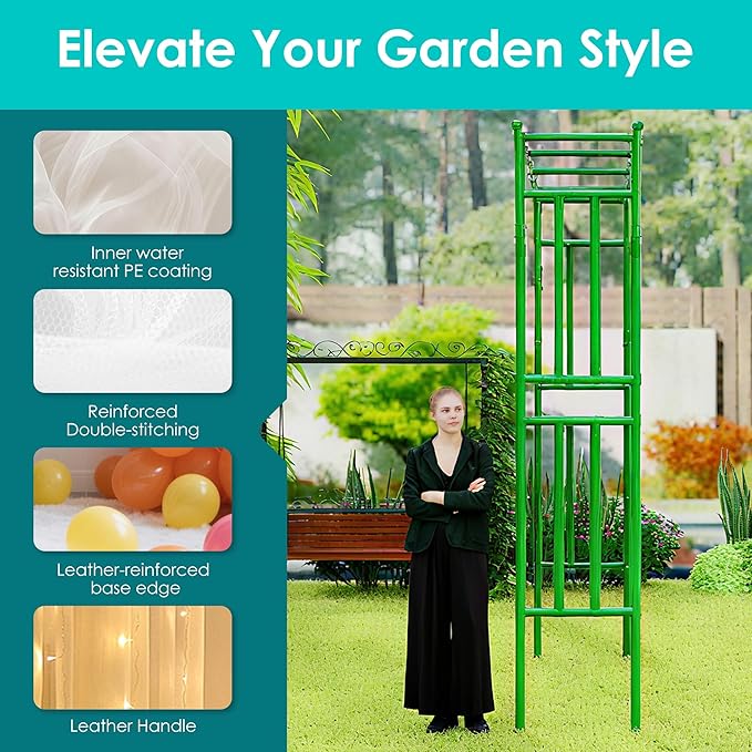 Flat Top Garden Arch Trellis 11FT x 9FT, Extra Large Garden Trellis for Climbing Plants Outdoor, 141.7in x 108in PE-Coated Metal Arbor Archway Trellis for Roses,Wisteria,Wedding,Patio Decoration Green