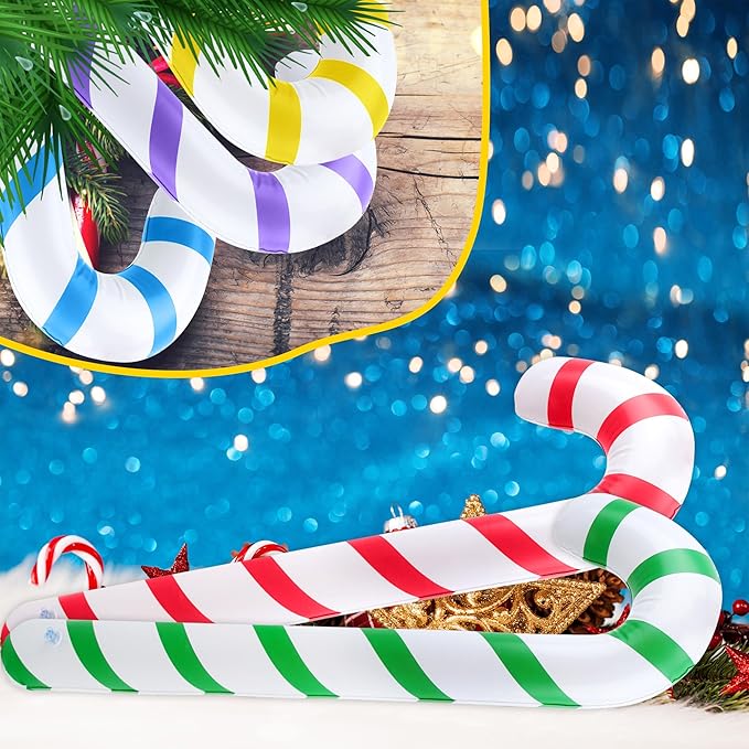 15 Pack 35 Inch Christmas Inflatable Candy Canes Large Blow up Candy Cane Balloons for Indoor and Outdoor Christmas Holiday Party Decoration, 5 Colors